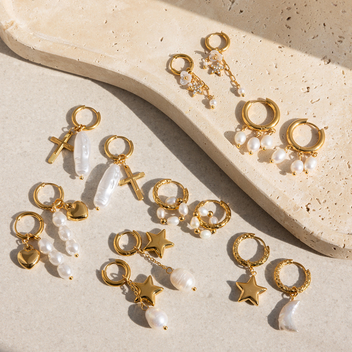 Stainless Steel Pearl Fashion Classic Baroque Earrings