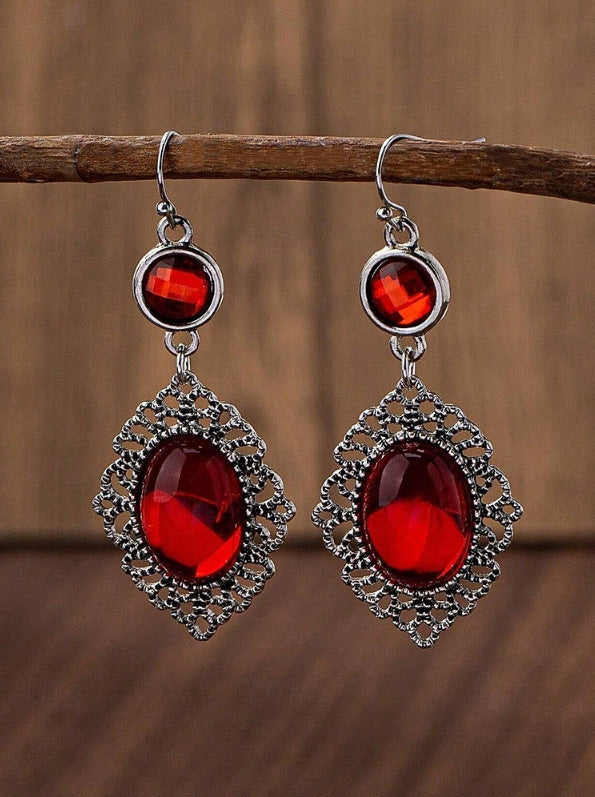 Bohemian Oval Sky Blue Purple Crack Earrings