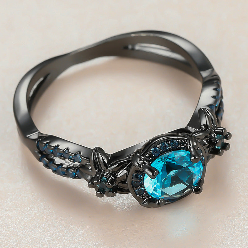 Orange Dark Black Gold Diamond Full Rings