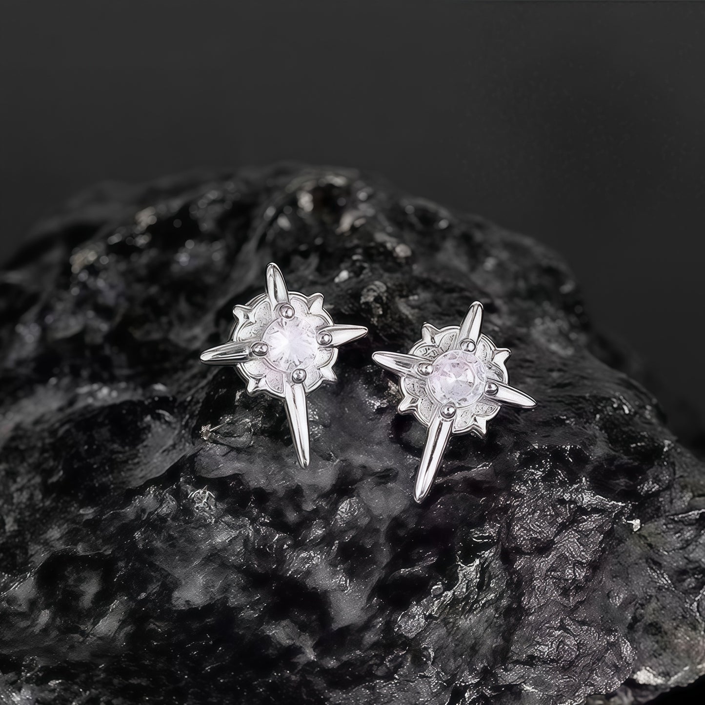 Men's Sier Needle North Star Trendy High-grade Fashion Earrings