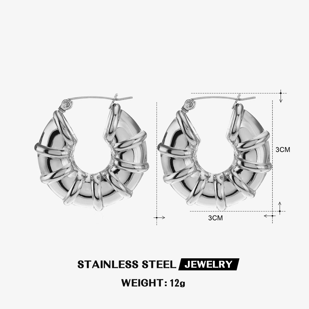 Women's High-grade Retro Stainless Steel French Style Light Luxury Earrings