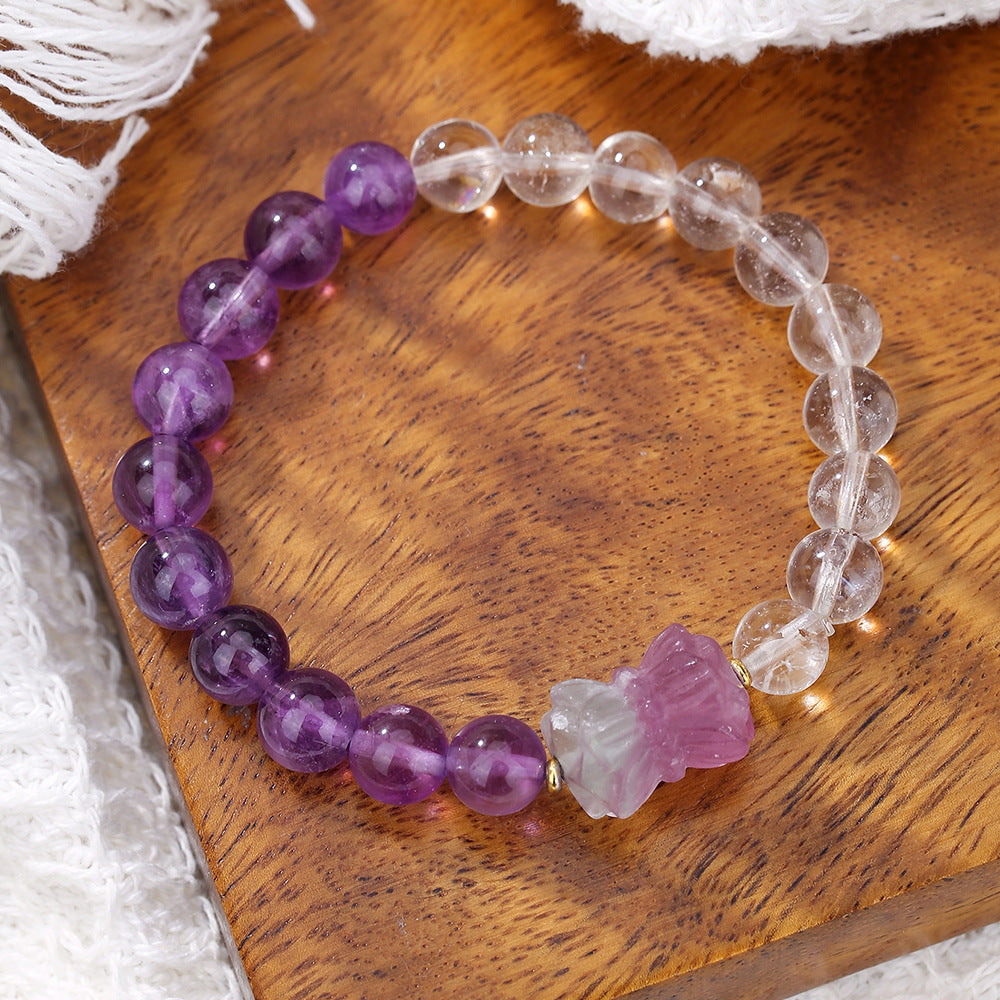 Women's Natural Amethyst Beaded For Mild Luxury Retro Bracelet