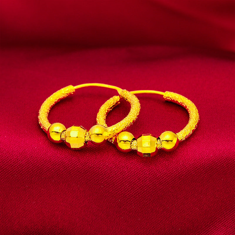Women's Vietnam Placer Gold Lucky Beads Eardrops Earrings