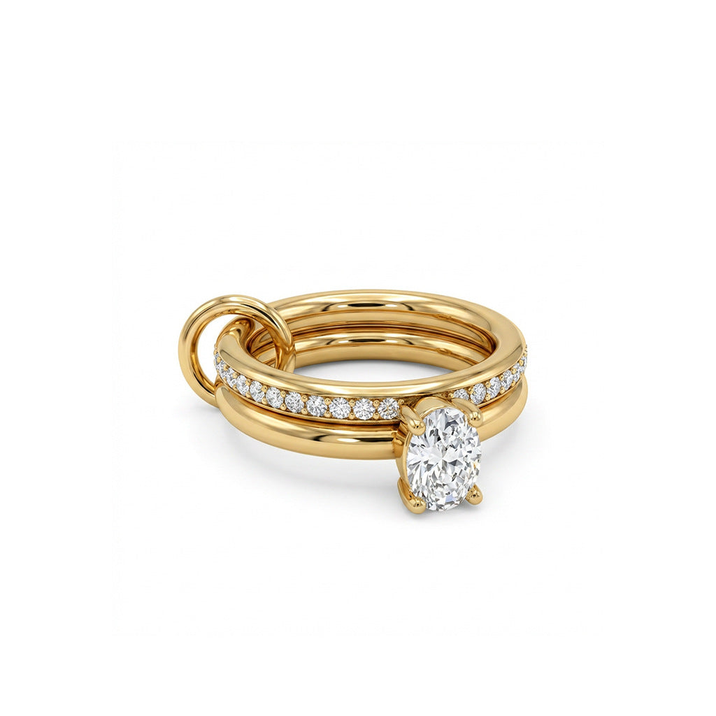 Popular Gold-plated Diamond Three Main Diamonds Ring