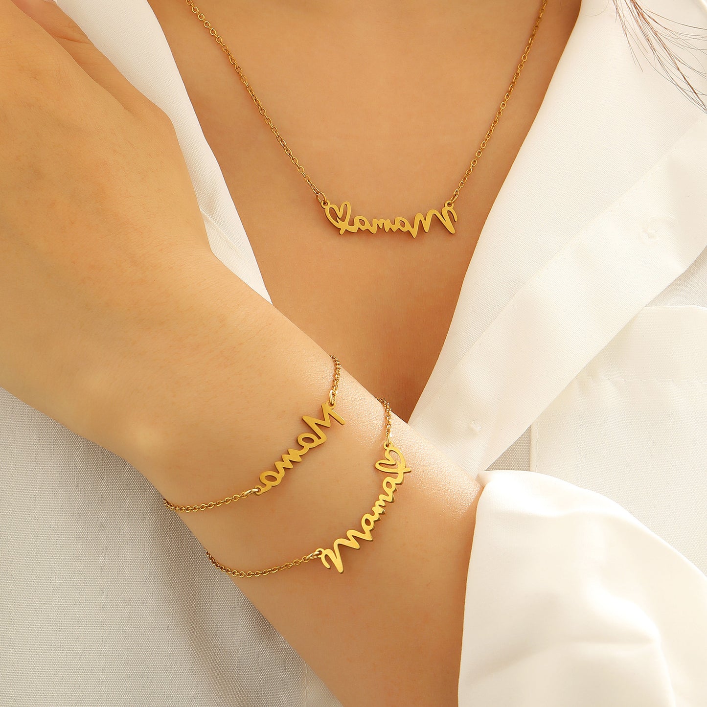 Steel English Letter Mother's Day Gift Simple High Bracelets