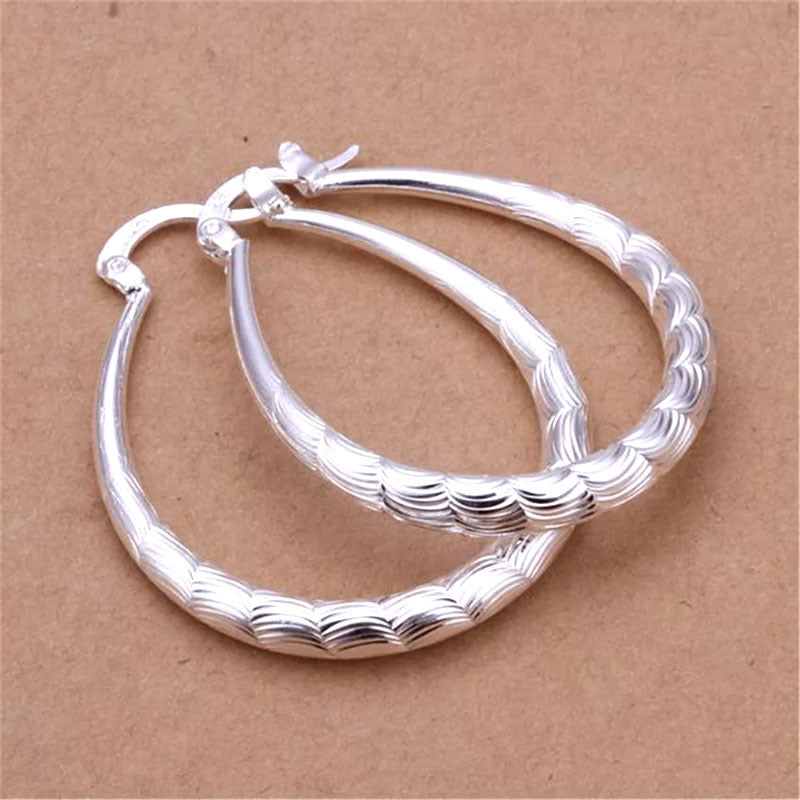 Sier Plated Big Hoop Fashion Personality Female Earrings