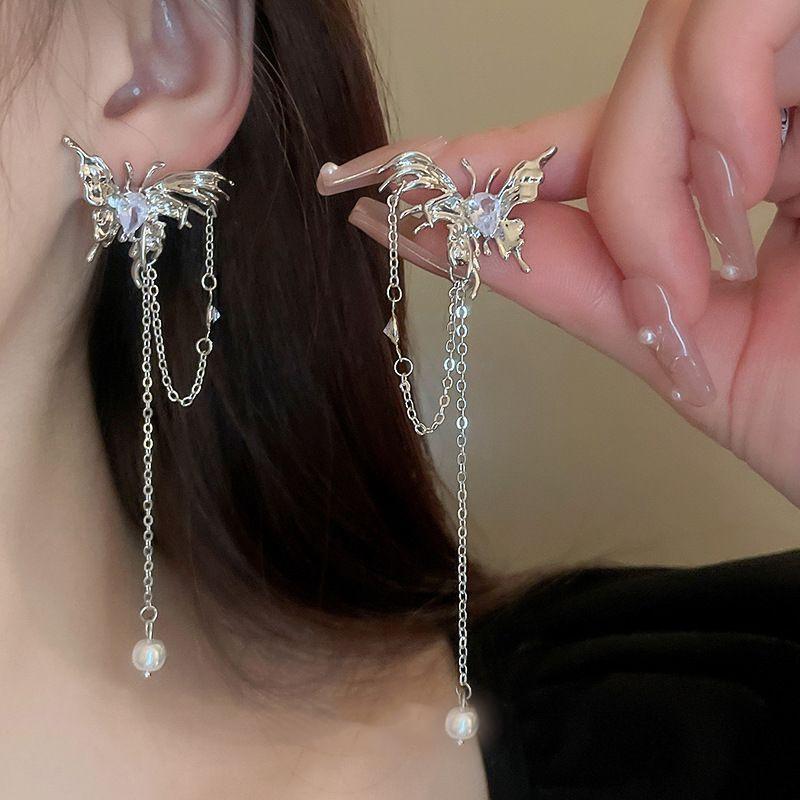 Women's Light Luxury Personality Butterfly Tassel High-grade Fashion Sweet Cool Earrings