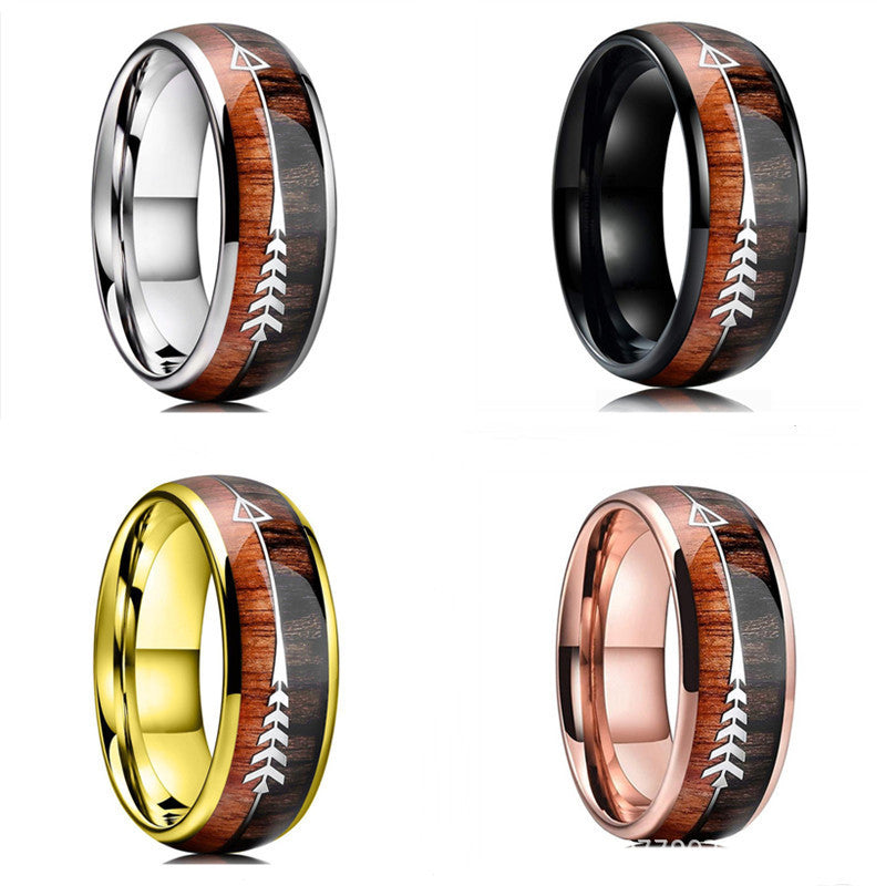 Men's Xi Arrow Stainless Steel Source Straight Ring