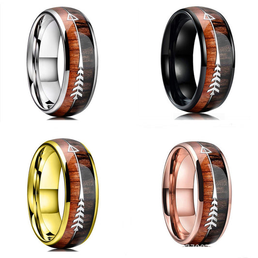 Men's Xi Arrow Stainless Steel Source Straight Ring