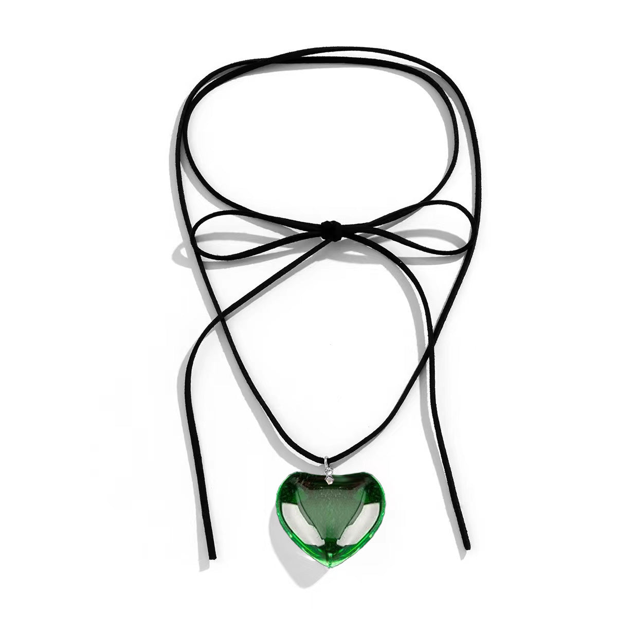 Red Glass Large Love Crystal Korean Style Personalized Necklace
