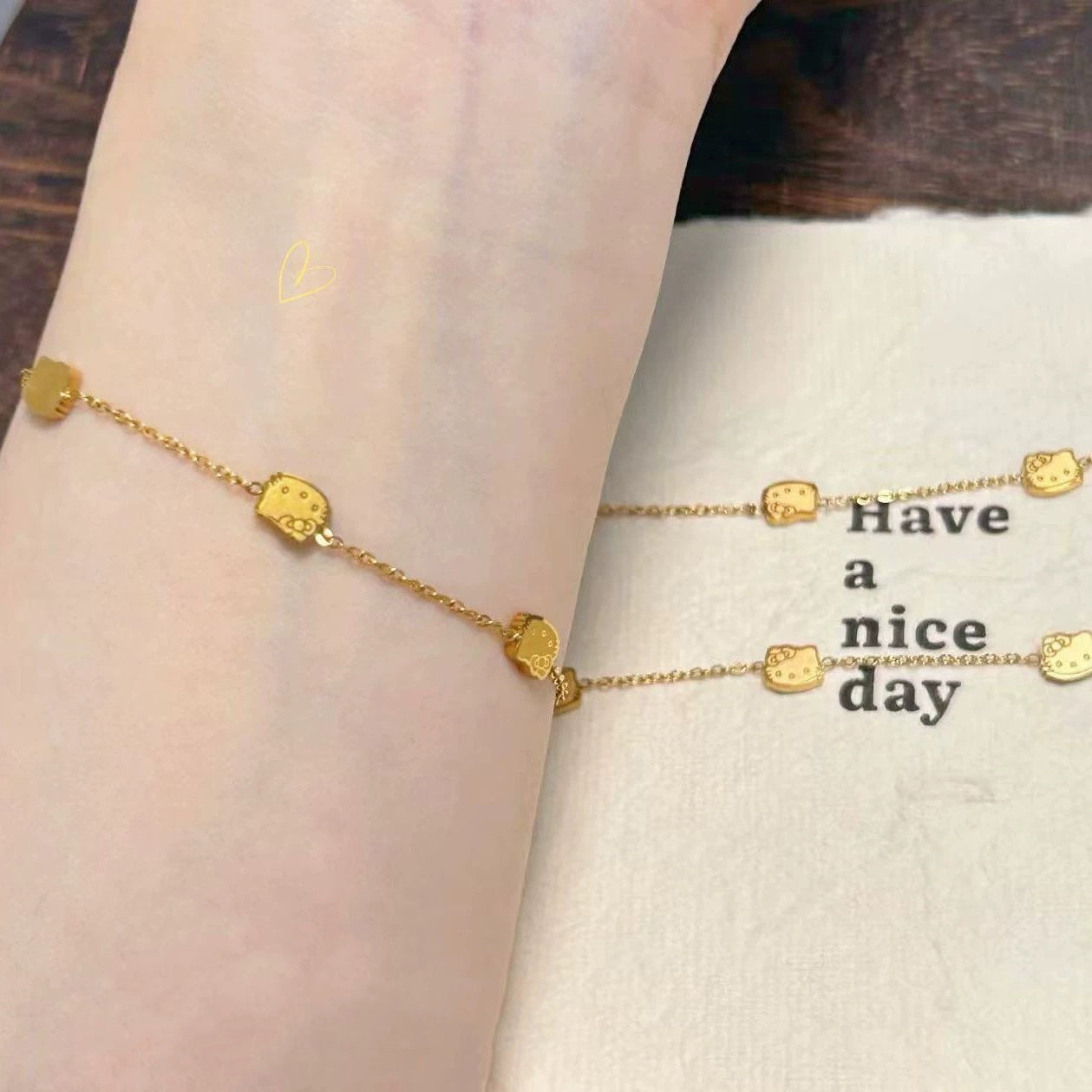 Double-sided Cat Stainless Steel Niche Sweet Bracelets