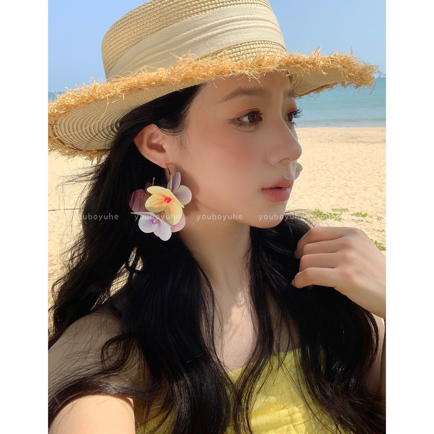 Hoop Female Vacation Style Unique Beautiful Exaggerated Ear Square Round Earrings