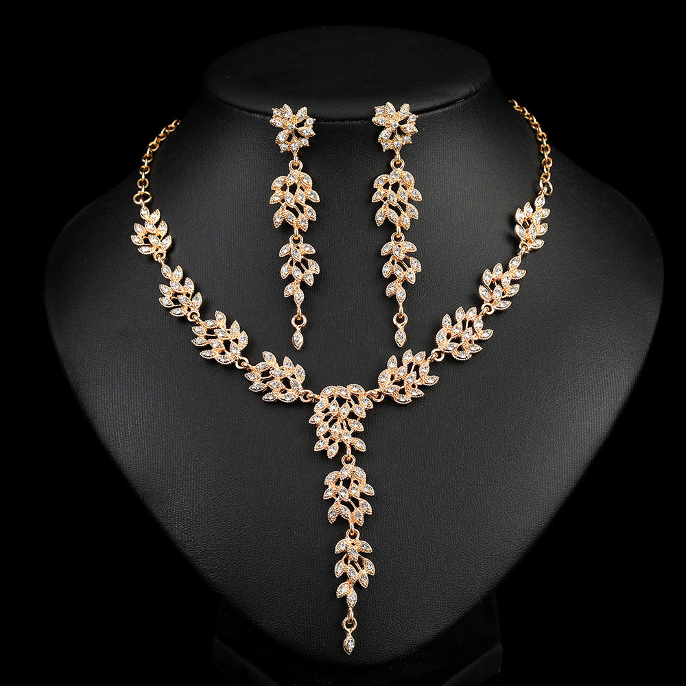 High-grade Crystal Diamond Wedding Dress Banquet Jewelry Set