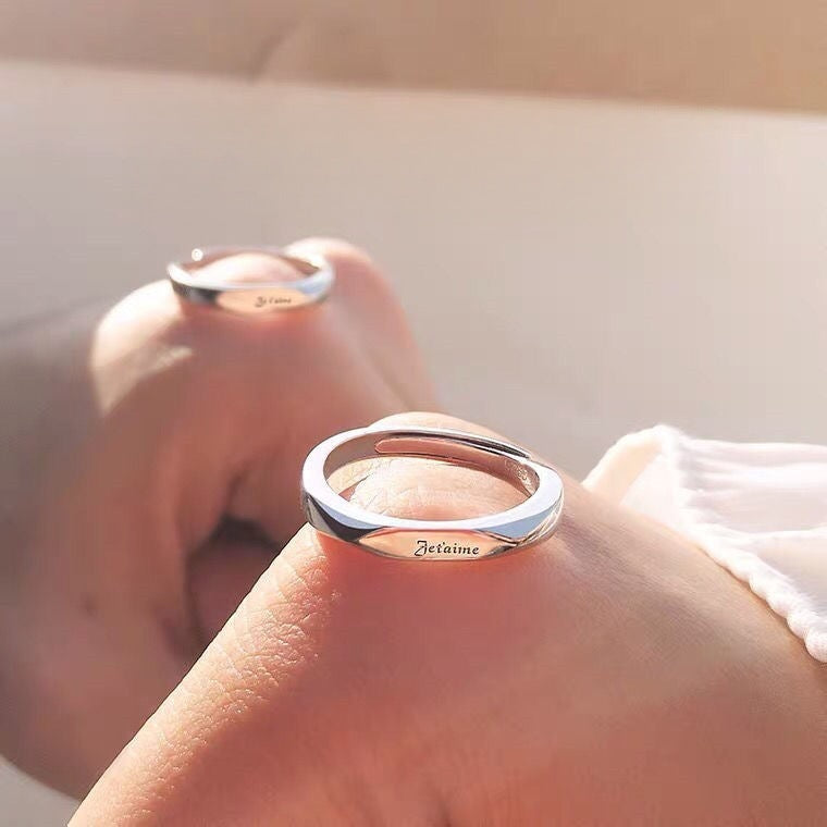 Men's Sier-plated French Female Couple Trendy High Sense Ring
