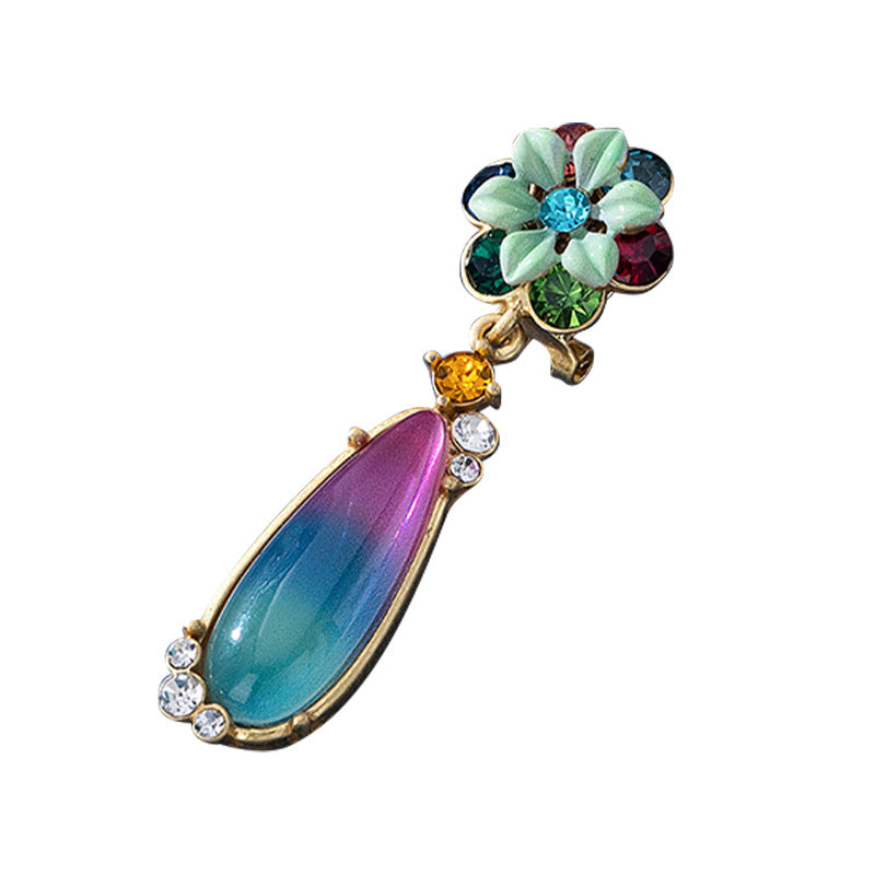 Flower Distressed Personality Retro Eardrop Palace Necklace