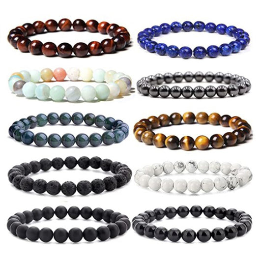 White-barked Pine Volcanic Stone Handmade Beaded Bracelet