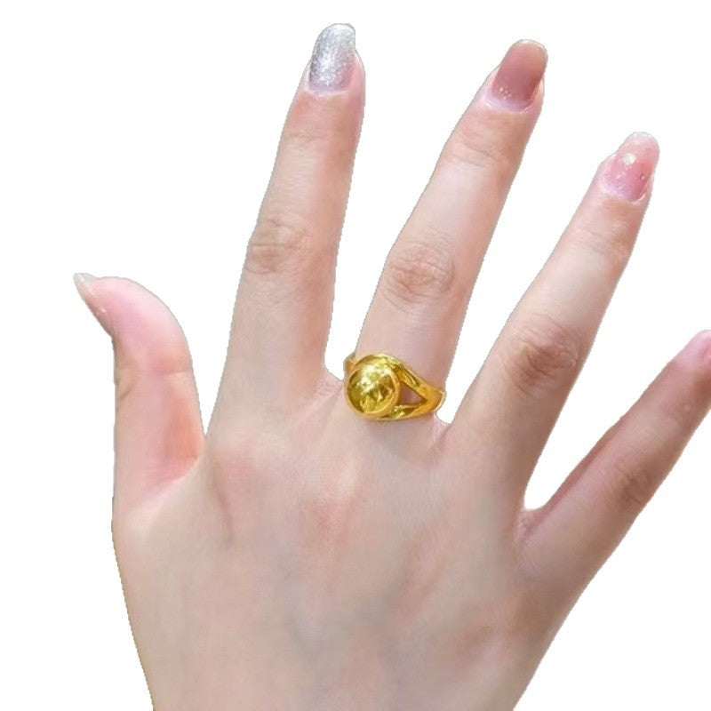 Golden Flash Glossy Female Small Ball Plain Switchable Index Ring