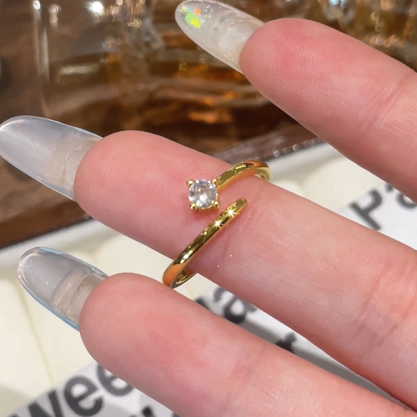 Women's Korean Simple Zircon Opening Adjustable Index Finger Rings