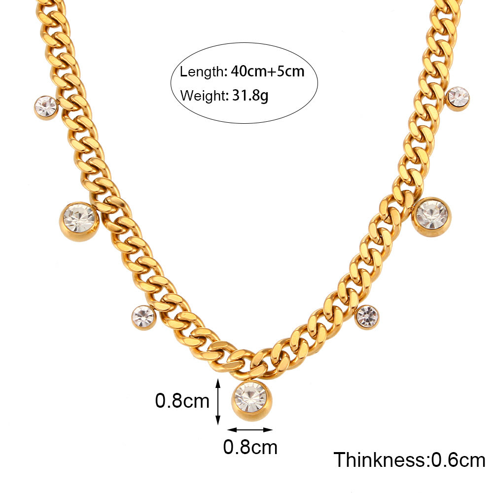 Fashion Popular Retro Easy Matching Clavicle Chain Stainless Steel Round Necklaces
