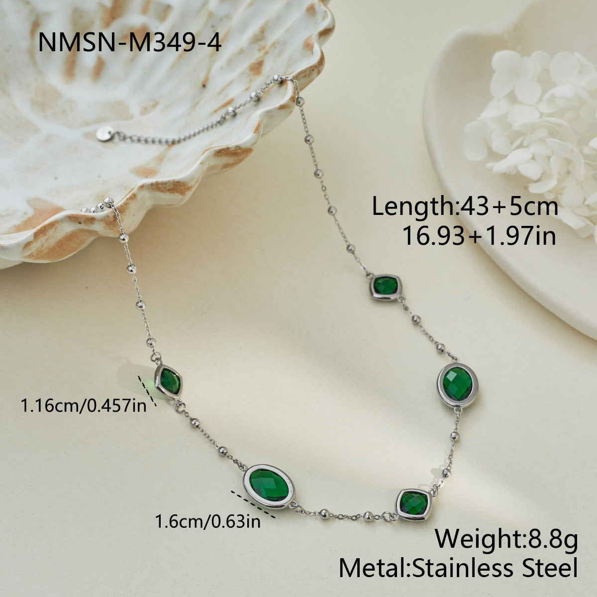 Style Gentle Colored Gems Edging Bead Clavicle Chain Niche Necklace