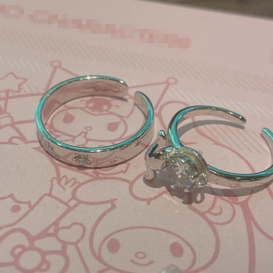 Women's & Men's Pair Birthday Gifts For Cartoon Simple Rings