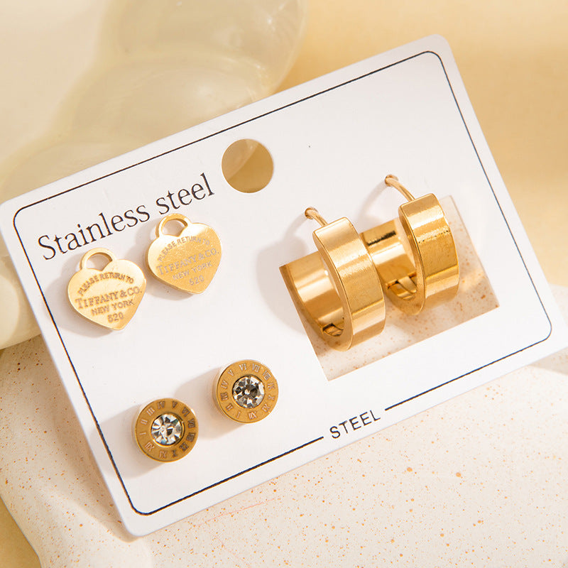 Titanium Steel Ear Exquisite Small Gold-plated Earrings
