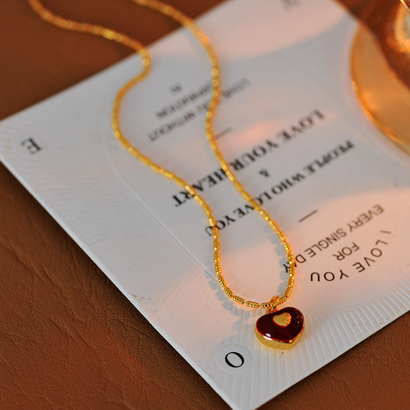 Women's Red Glaze Love Light Luxury Temperament Necklaces