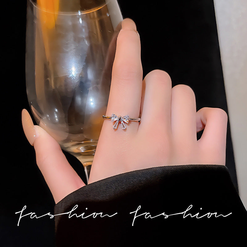 Style Pearl Zircon Butterfly Female Niche High-grade Rings