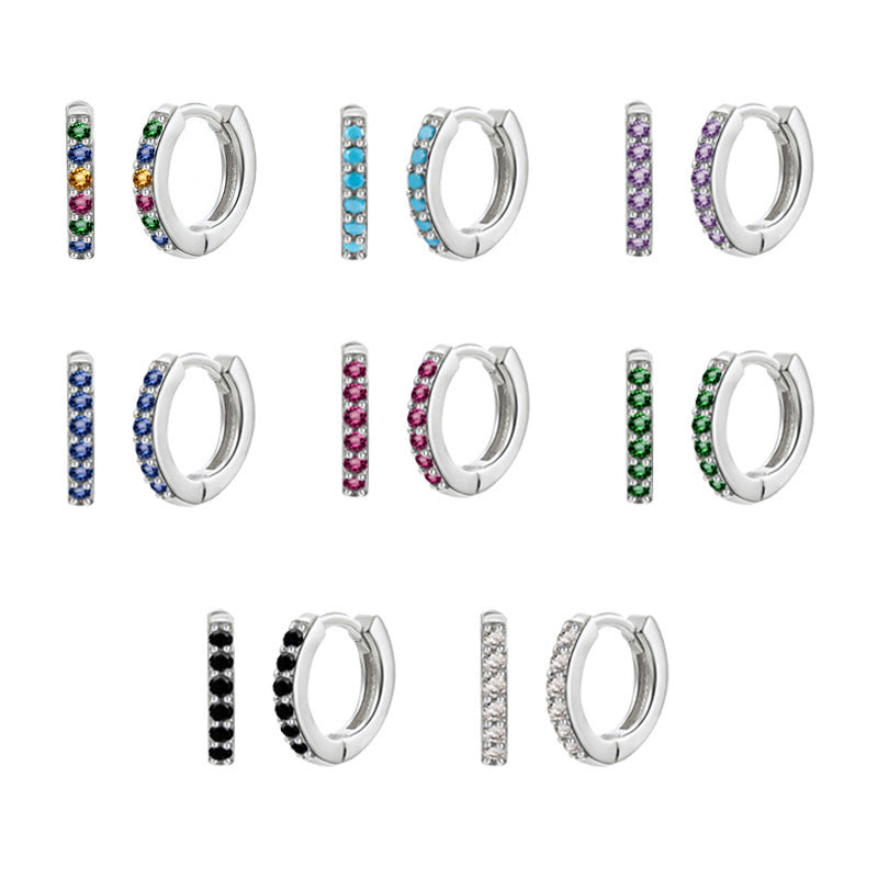 Women's Clip Simple Inlaid Zircon Personality Geometric Earrings