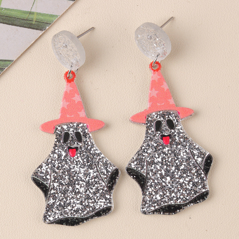 Halloween Series Acrylic Pumpkin Cartoon Funny Earrings