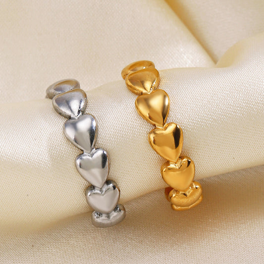 Women's Popular Stainless Steel Love Heart-shaped Niche Design Trendy Rings