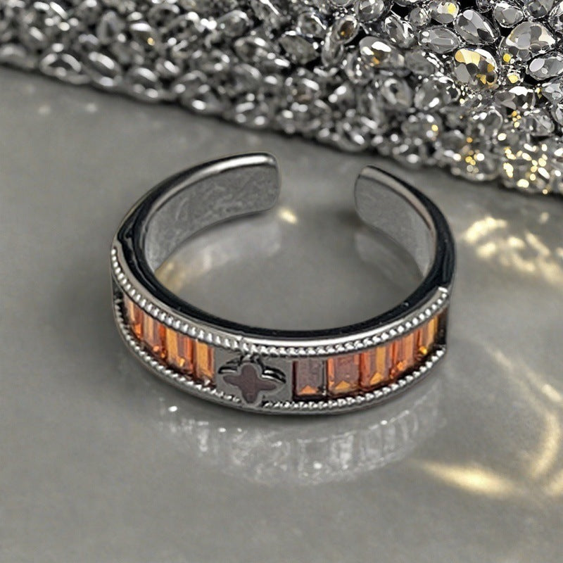 Personalized Red Diamond Open Hot Twin Design Light Rings