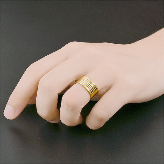 Men's Titanium Steel Groove Arc Personality Rings