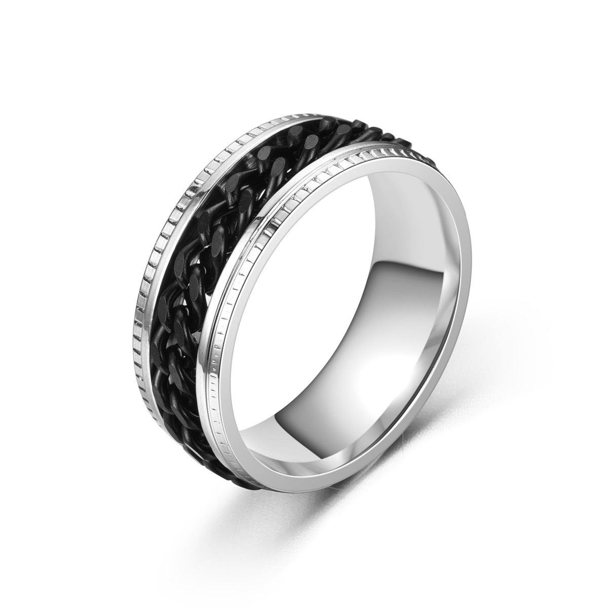 Men's Titanium Steel Roman Numerals Rotatable Chain Ring