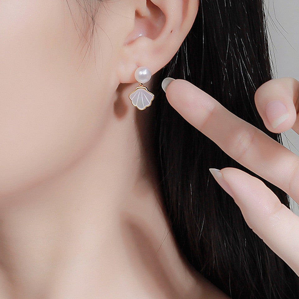 Freshwater Pearl Ear Sier Needle Light Luxury High-grade Fritillary Earrings