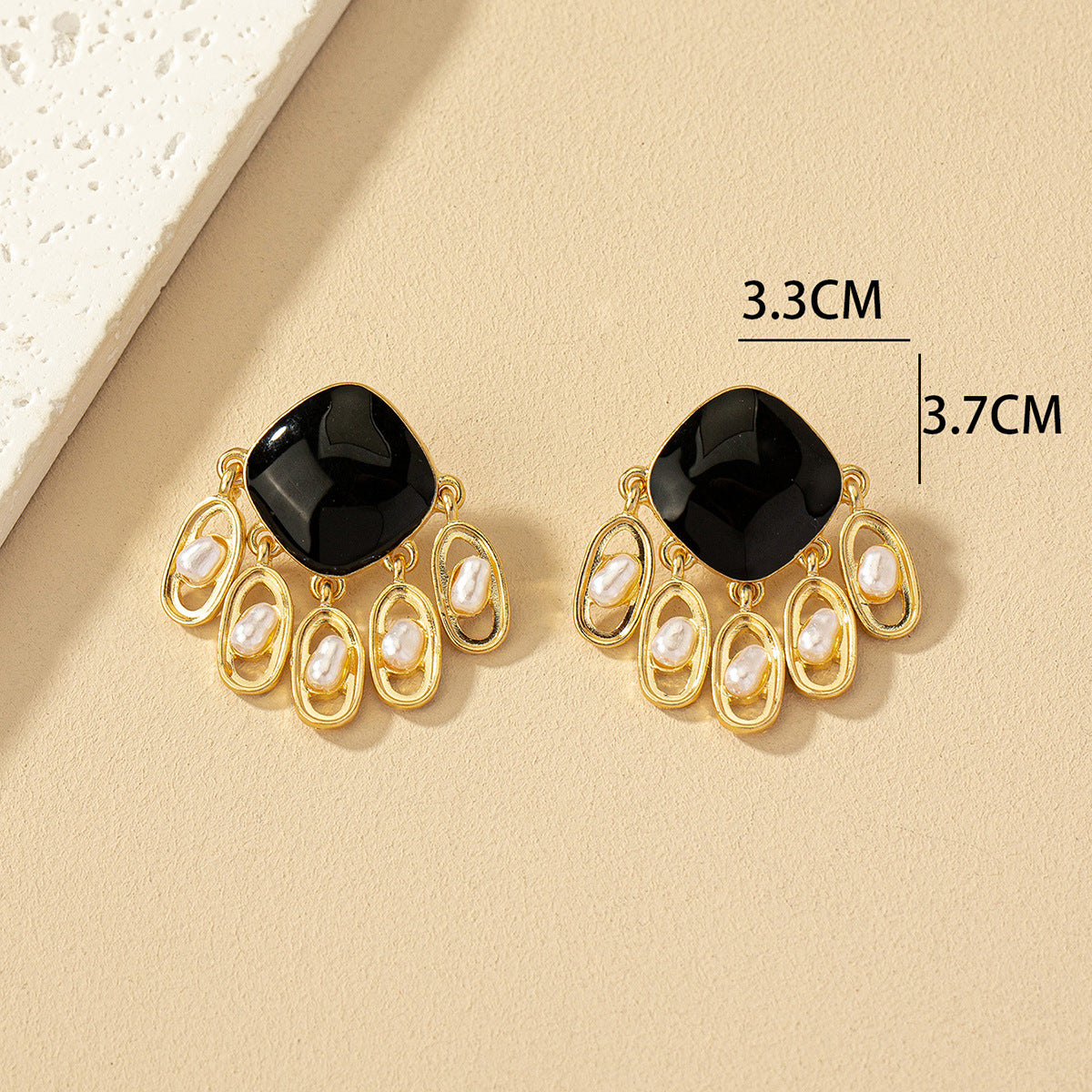 Sweet Geometry Enamel Glaze Ear Tassel Design Sense Cute Rings