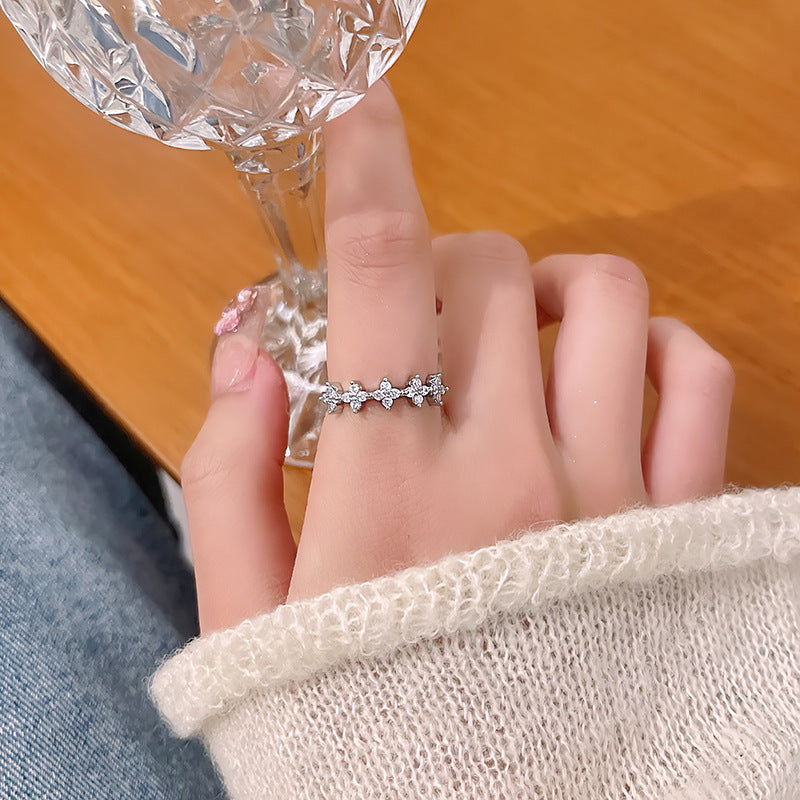 Style Pearl Zircon Butterfly Female Niche High-grade Rings