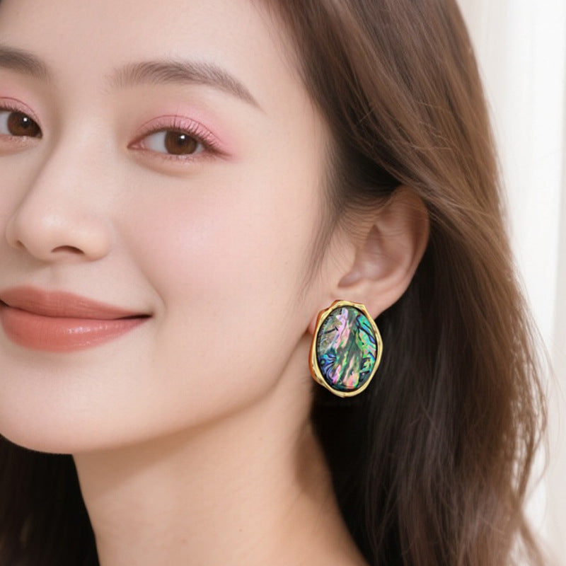 Women's Natural Abalone Shell Ear Light Luxury High Sense Niche Temperament Earrings