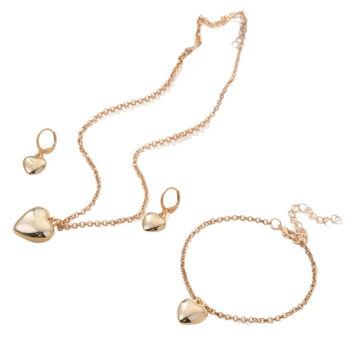 Fashion Peach Heart Creative Combination Female Jewelry Set