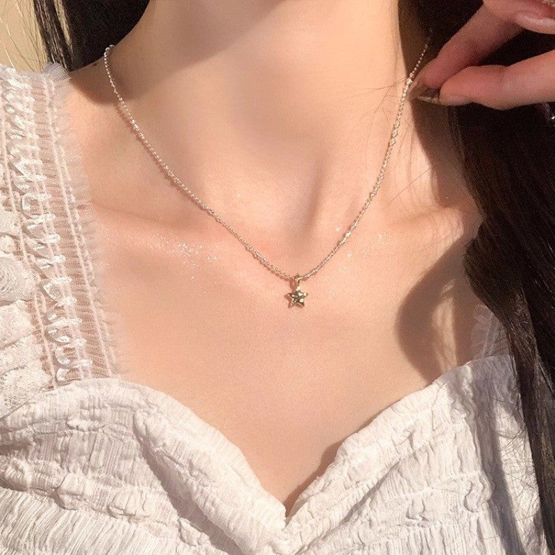 Sparking Zirconium Light Luxury Minority Design Sweet Graceful Bow Necklaces