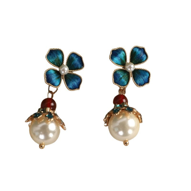 Handmade Classical Silk Veet Flower White Pearl Everyday Joker Cheongsam Rings