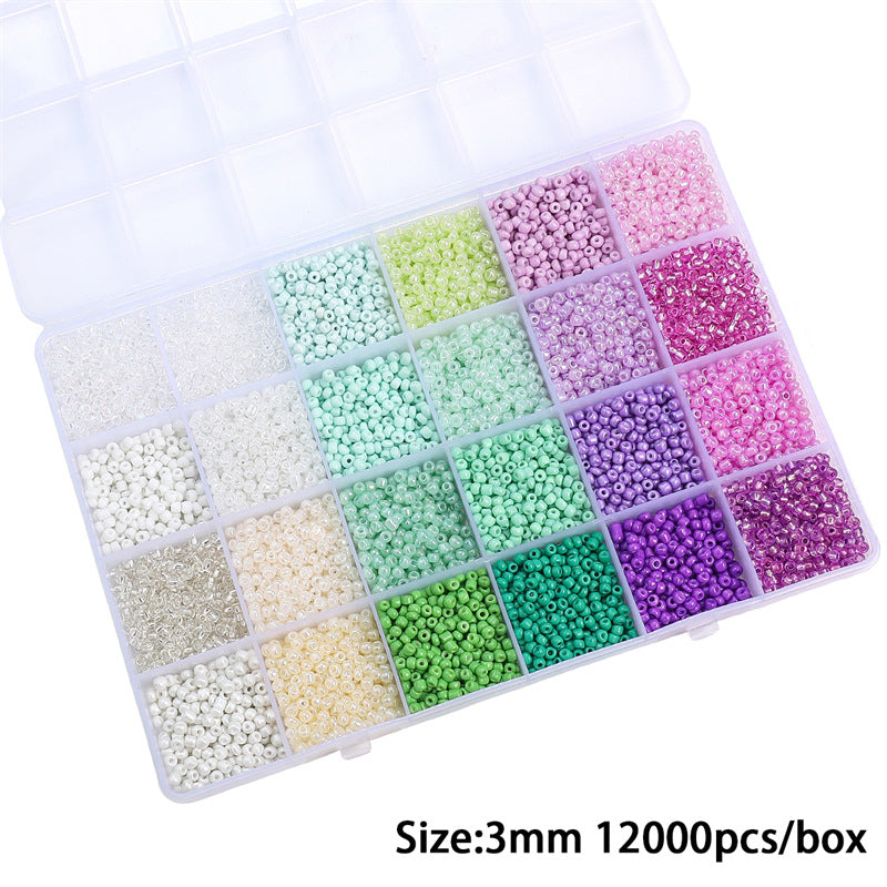 Grid Glass Color Straight Hole Bead Box Jewelry Accessories