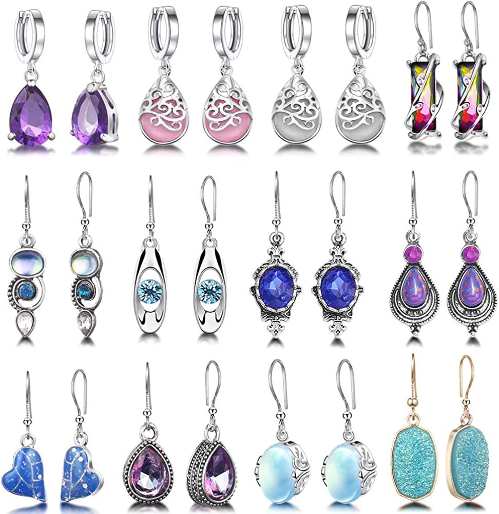 Suit Moonlight Opal Water Drop Diamond Earrings