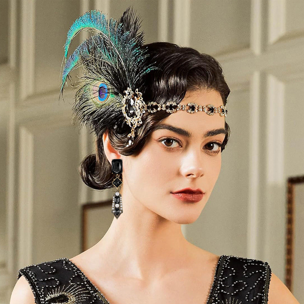 Red Feather Hair Band Masquerade Single Jewelry Set