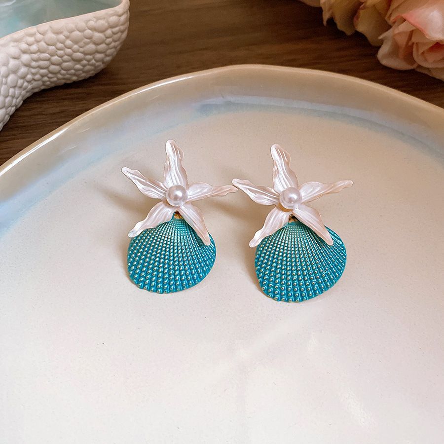 Blue Crystal Butterfly Flower Fashion Simple Fresh Light Luxury High Earrings