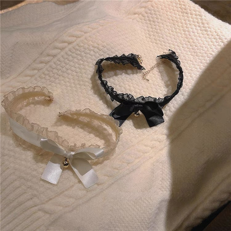 Pure Desire Style Lace Bow Little Bell Collar