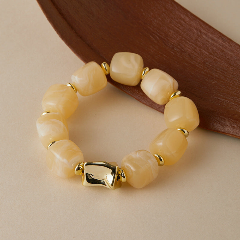 Blooming Vintage Handmade Dopamine Creative Elastic String Oval Geometric Square Bracelets