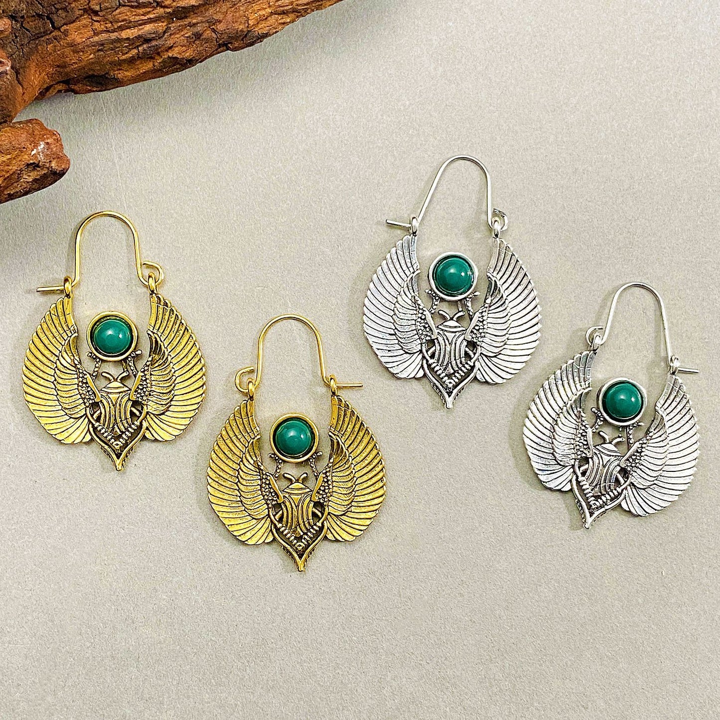 Women's Egypt Inspired Design Sacred Wings Moths Large Gypsy Earrings