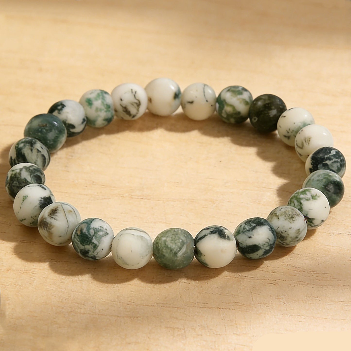 Natural Tree Pattern Stone Handmade Beaded Bracelets