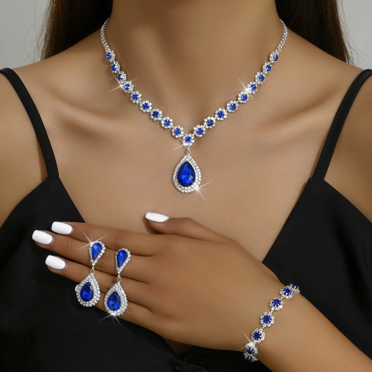 Fashion Water Drop Diamond Full Bride Necklaces